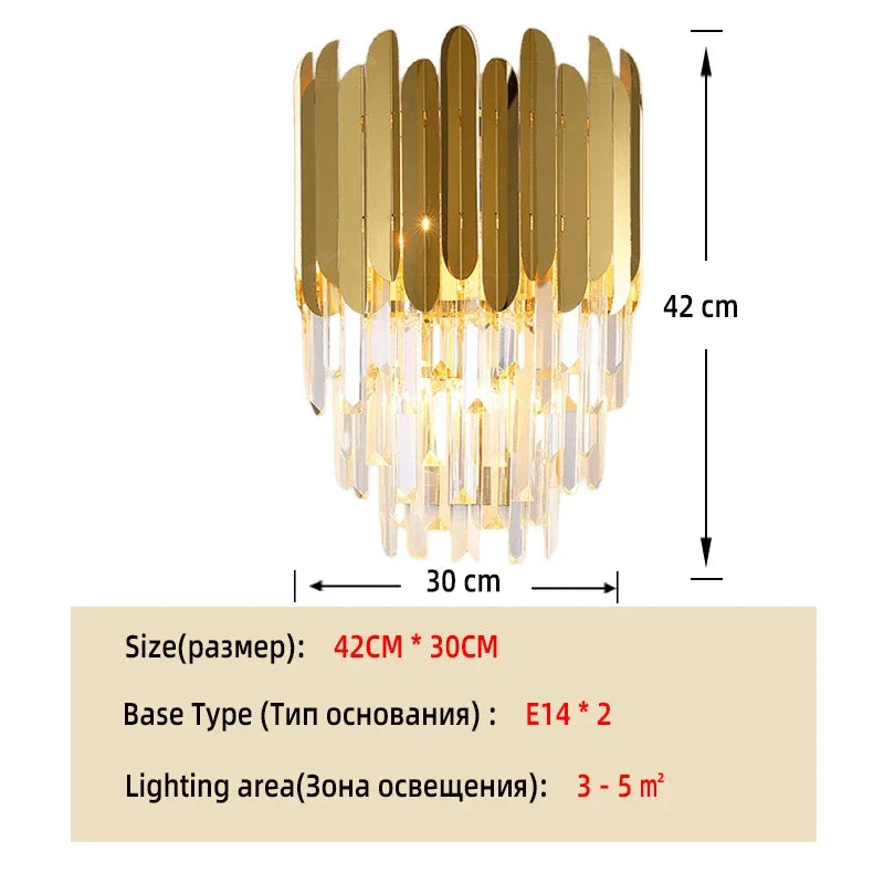 Luxury Modern Gold LED Chandelier K9 Crystal Tricolor Pendant Light for Interior Ceiling Dining & Living Room Bedroom