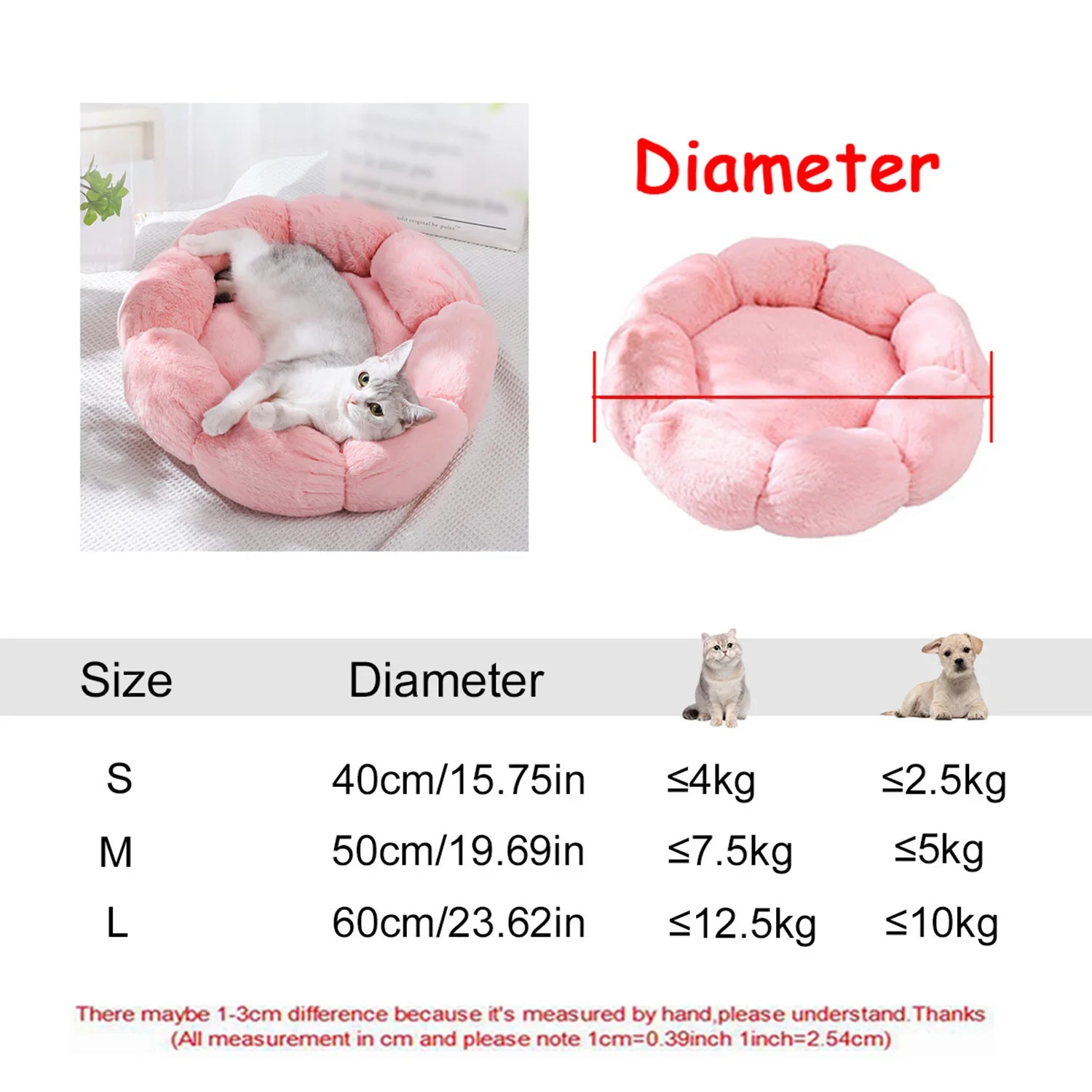 Round Pet Bed for Large Dogs Super Soft Cat Bed Plush Dog House for Medium Dogs Winter Warm Sleeping