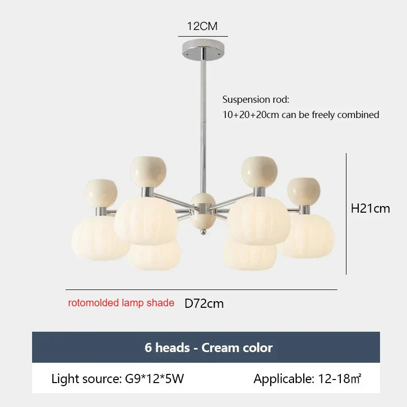 SANDYHA Elegant Modern Pumpkin Chandelier LED Lamp - Stylish Lighting Fixture for Living Room, Bedroom and Home Decor