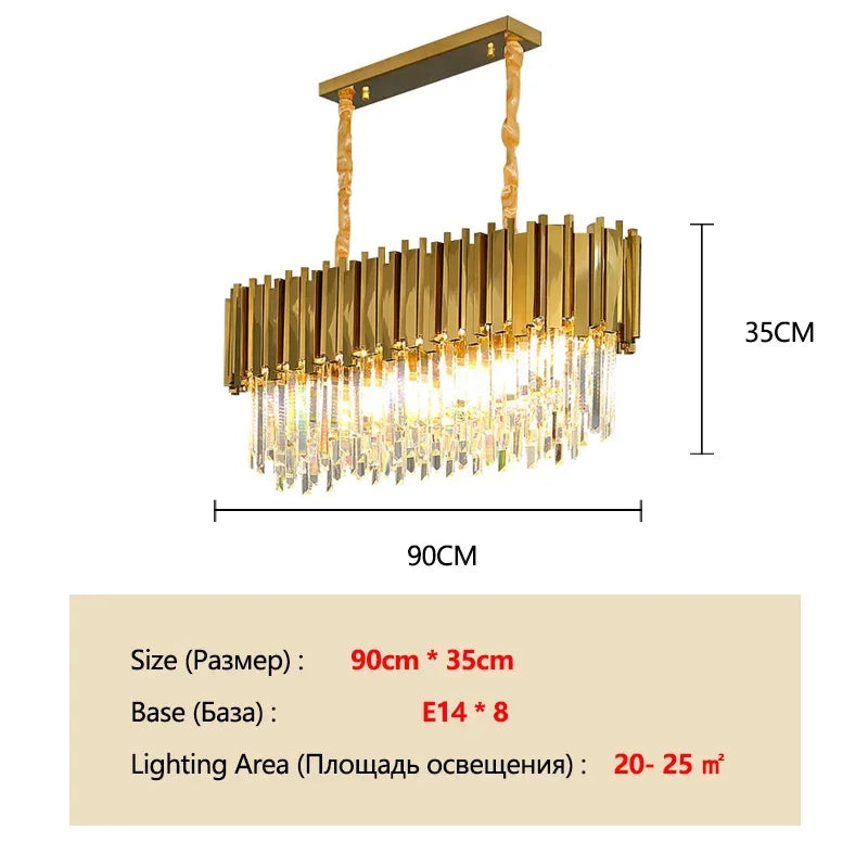 Luxury Modern Gold LED Chandelier K9 Crystal Tricolor Pendant Light for Interior Ceiling Dining & Living Room Bedroom