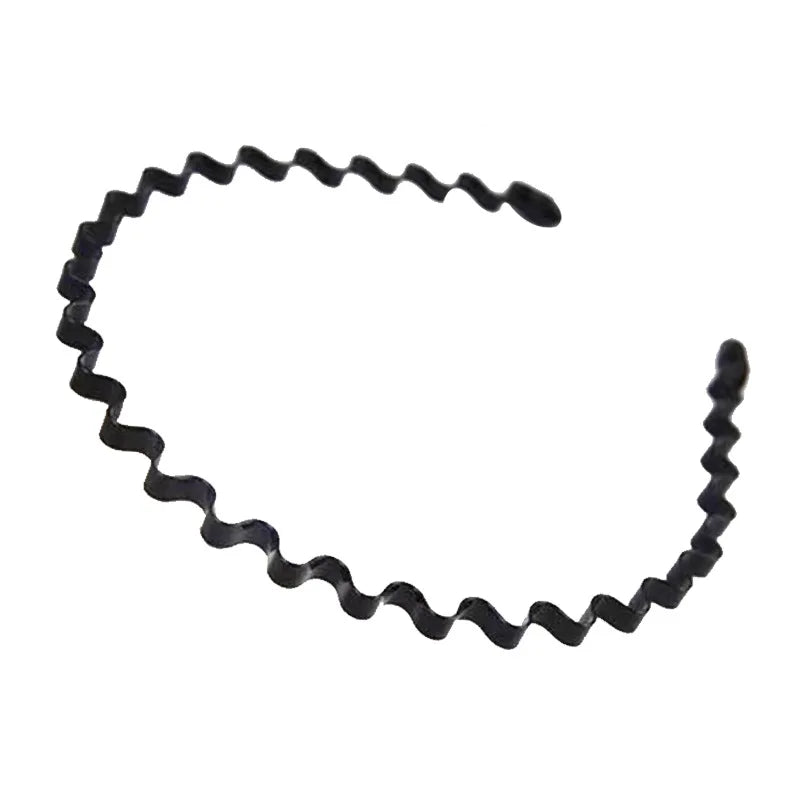 Unisex Black Metal Wavy Headband - Invisible Non-Slip Sports Hairband and Bangs Holder Hair Accessory