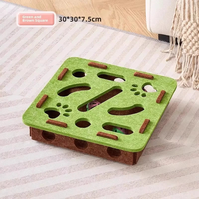 Cat Puzzle Toy, Felt Puzzle Box with Ball, Indoor Exercise & Hunting Toy for Cats