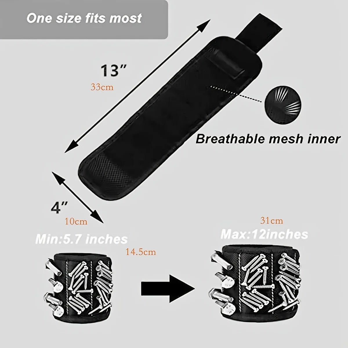 Magnetic Wristband for Holding Screws Nails & Drill Bits Wrist Tool Holder Belt with Strong Magnets Cool Gadget for Men & Women