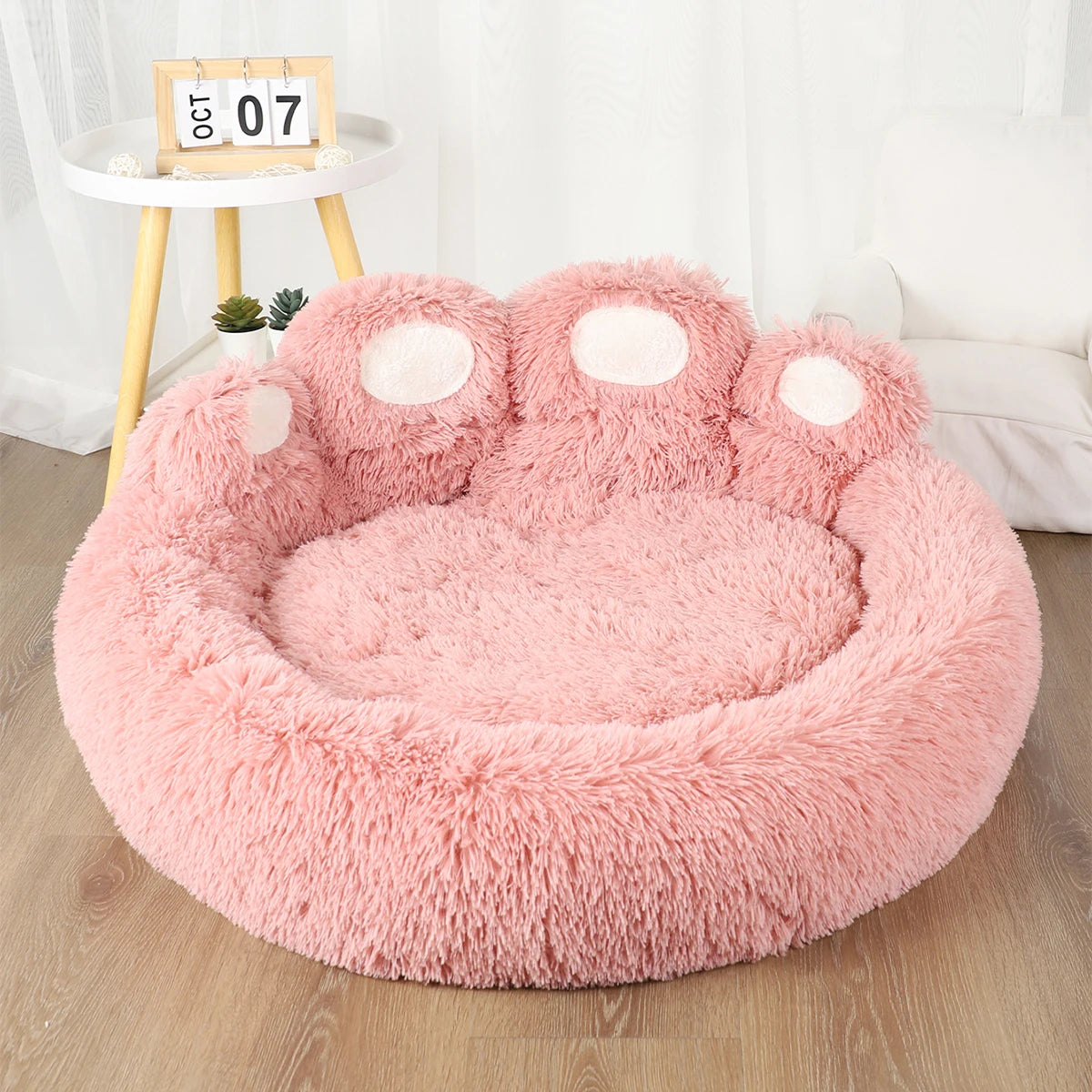 Fluffy Winter Warm Dog Bed Sofa Basket, Kennel Mat for Puppies & Cats with Blanket Accessories