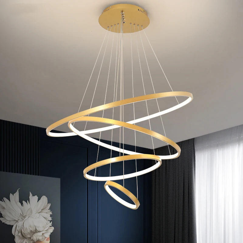 Modern Simple Ring LED Chandelier Pendant Lamp for Dining Room, Living Room & Bedroom