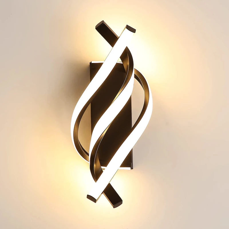 Curved Spiral Design LED Wall Lamp for Bedroom Bedside Corridor Staircase Living Room Home Decor
