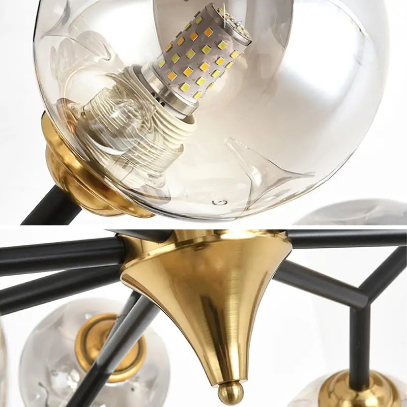 Nordic Glass Ball Modern LED Ceiling Chandelier Pendant Light for Living Room, Bedroom & Kitchen