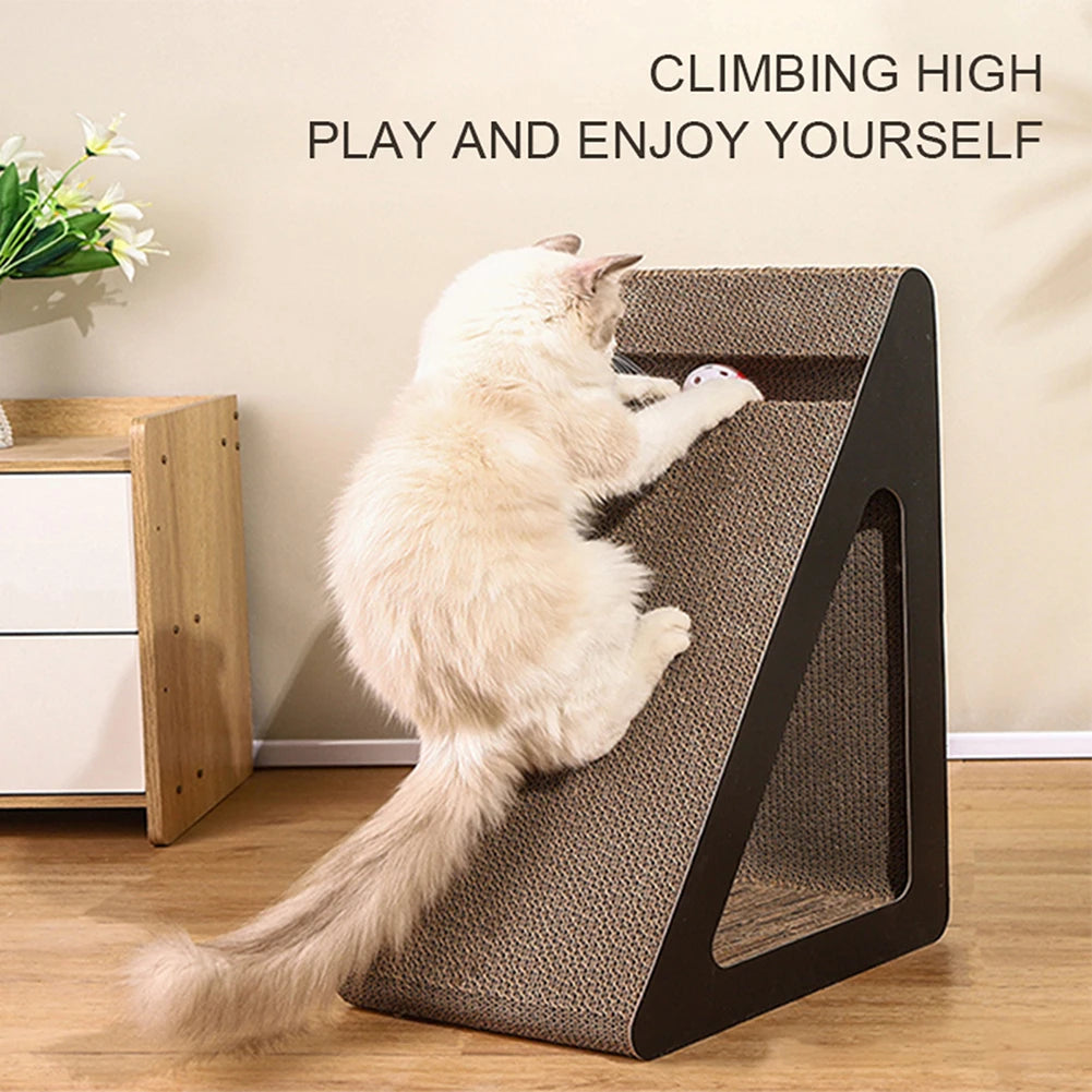 2 in 1 Cat Scratcher Cardboard Triangle with Spinning Balls Sturdy Anti-Scratch Cat Stress Relief Toy for Pets