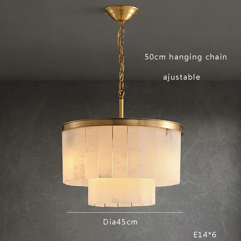 Full Copper Resin Chandelier with Luxury Marble Accents for Living Room Dining Room Bedroom Study