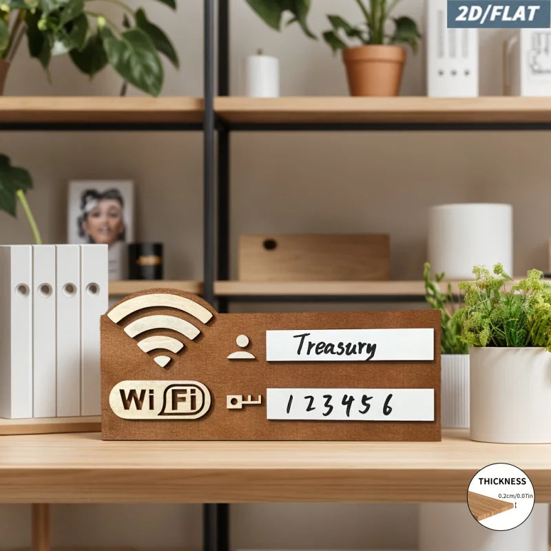 Wooden WiFi Password Sign with Erasable Board and Marker for Home, Office and Airbnb Guest Room Decor