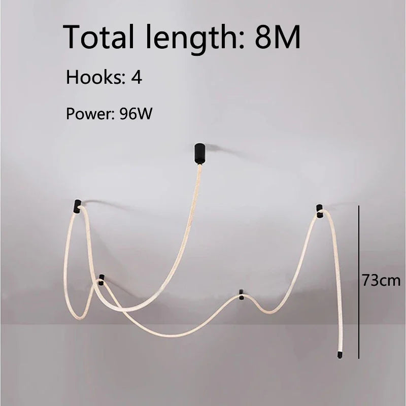 Designer DIY Silicone Chandelier, Art Wrapped Line Lamp for Living Room Dining Room Exhibition Hall Bedroom