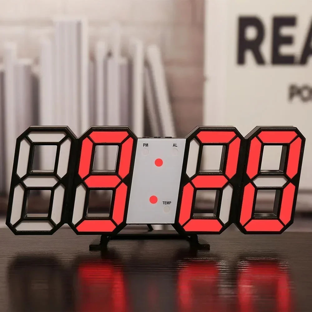 3D LED Digital Clock Wall Decoration Glow Night Mode Adjustable Electronic Watch for Bedroom Room Decor