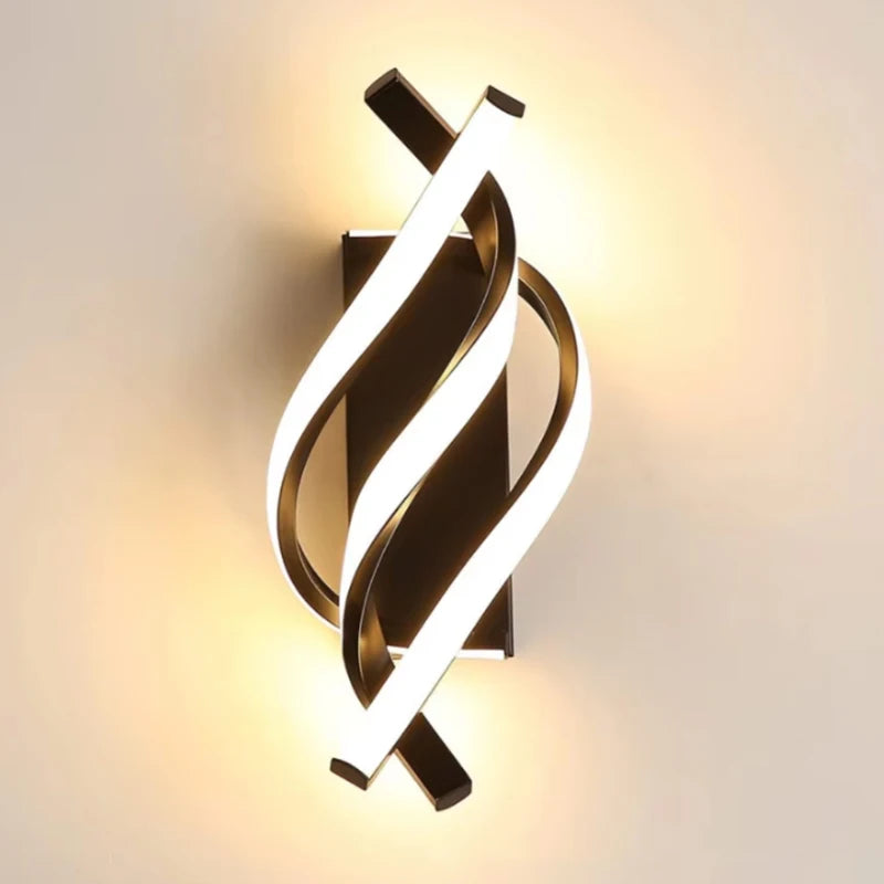 Curved Spiral Design LED Wall Lamp for Bedroom Bedside Corridor Staircase Living Room Home Decor