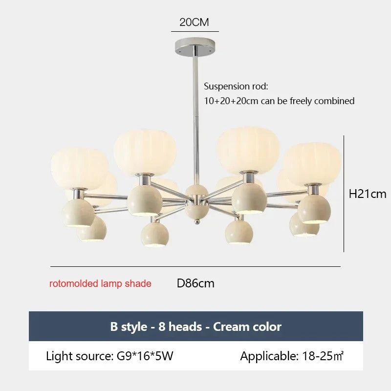 SANDYHA Elegant Modern Pumpkin Chandelier LED Lamp - Stylish Lighting Fixture for Living Room, Bedroom and Home Decor