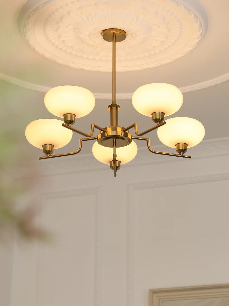 Bauhaus Modern French Designer Chandelier for Bedroom Study Living Room, Northern European Retro Lamp