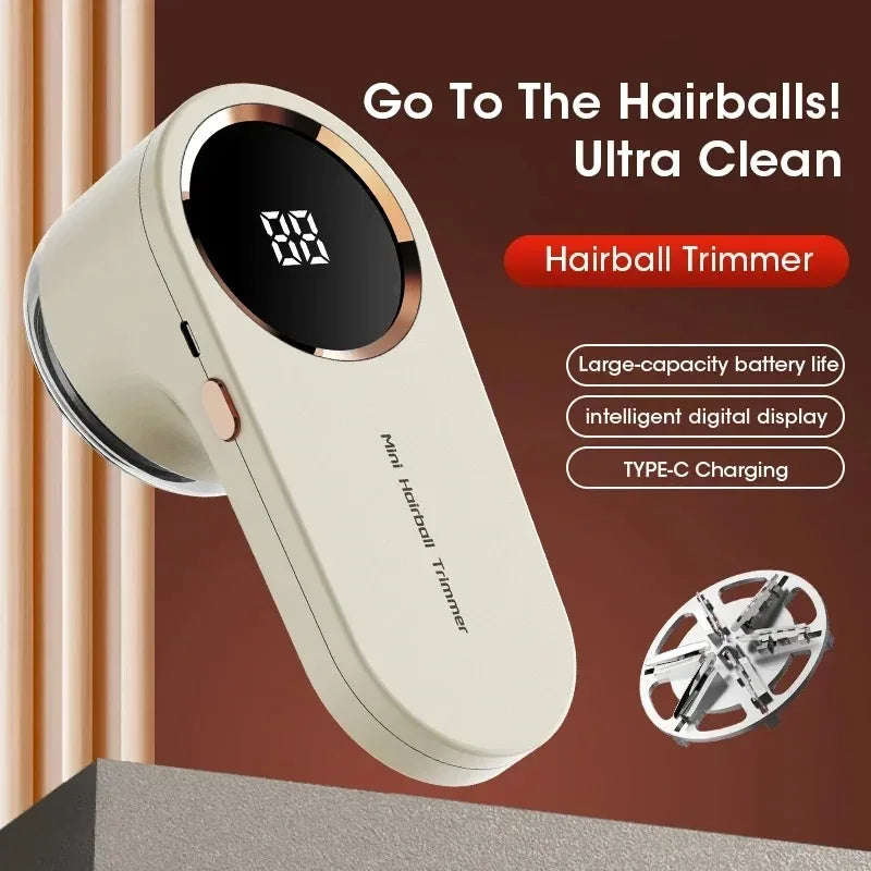 Portable Electric Lint Remover - Rechargeable Fuzz Pellet and Fluff Remover with LED Display for Clothes Fabric