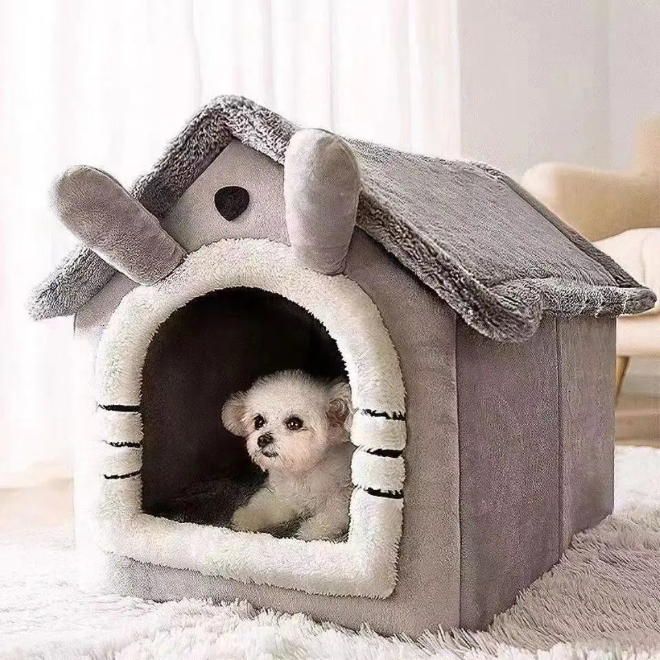 All Season Dog House Style Bed Removable Washable Pet Bed for Small Dogs Teddy Cat Winter Warm