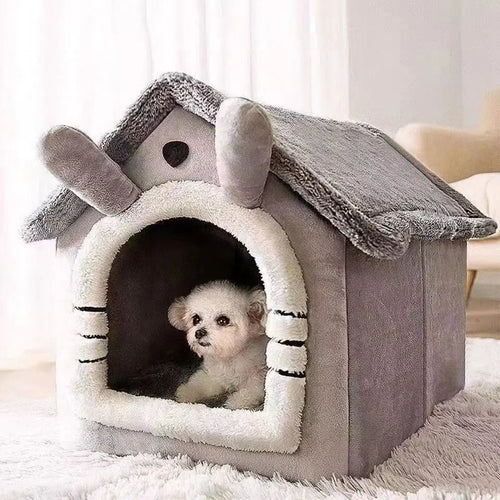 All Season Dog House Style Bed Removable Washable Pet Bed for Small Dogs Teddy Cat Winter Warm