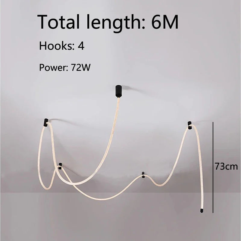 Designer DIY Silicone Chandelier, Art Wrapped Line Lamp for Living Room Dining Room Exhibition Hall Bedroom