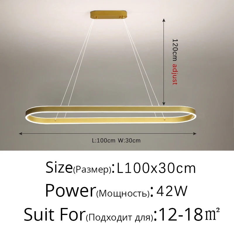 Modern White LED Chandelier Lights - Long Pendant Lamp for Living Room, Dining Room, Bedroom and Hall Decor