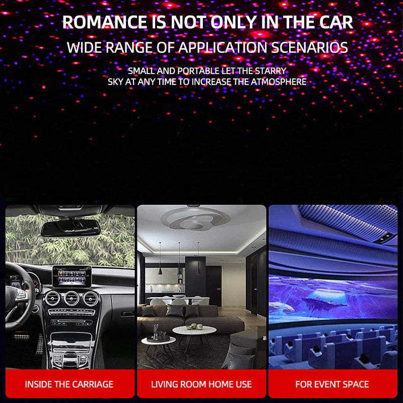Car Interior Roof Star Light USB LED Starry Atmosphere Projector Galaxy Light Night Party Decor