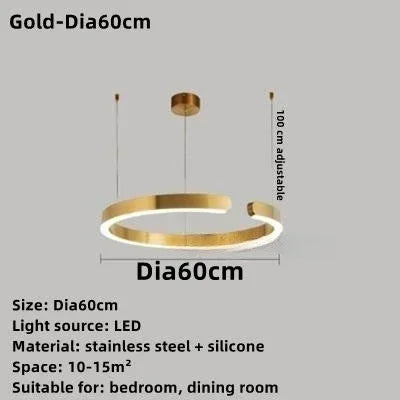Modern Minimalist Stainless Steel C-Type LED Chandelier Pendant Lamp for Restaurant & Kitchen
