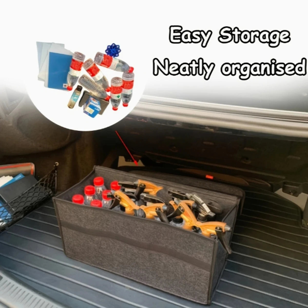 Large Anti-Slip Compartment Car Trunk Organizer Boot Storage Bag Soft Felt Storage Box Accessories