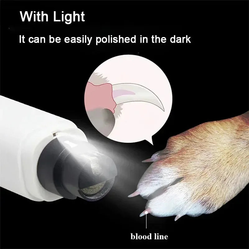 Rechargeable Electric Dog Nail Clippers & Grinder, USB Charging LED Light Quiet Pet Nail Grooming for Dogs & Cats