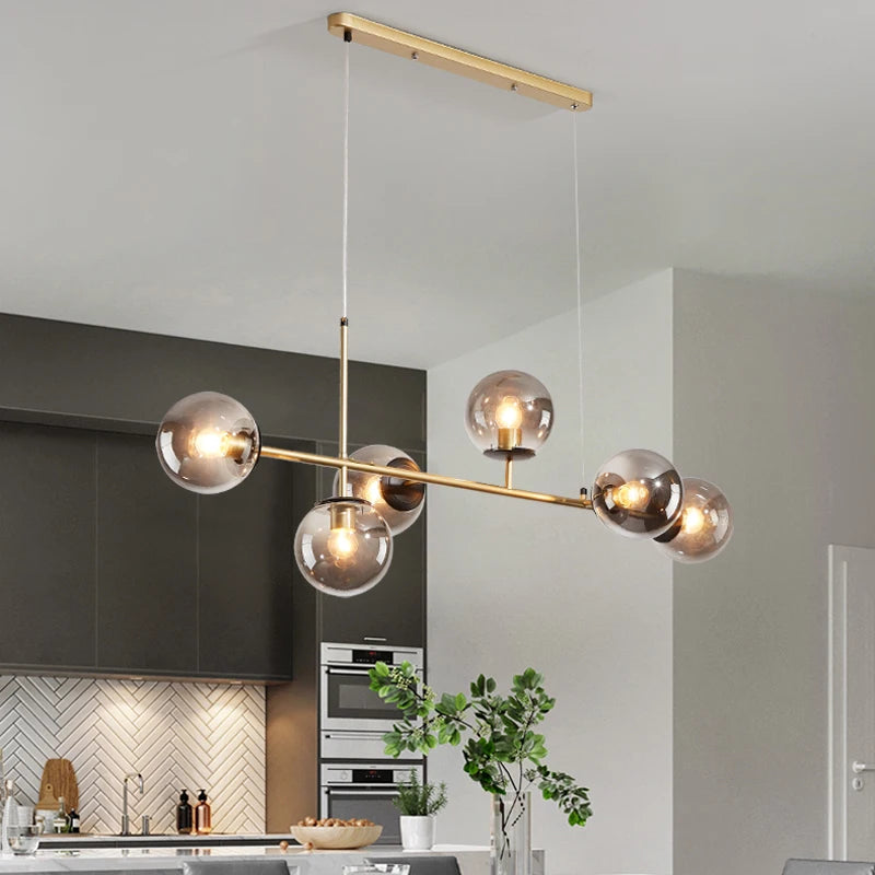 Modern Minimalist Nordic Glass Ball Pendant Chandelier for Dining Room, Kitchen Island & Living Room