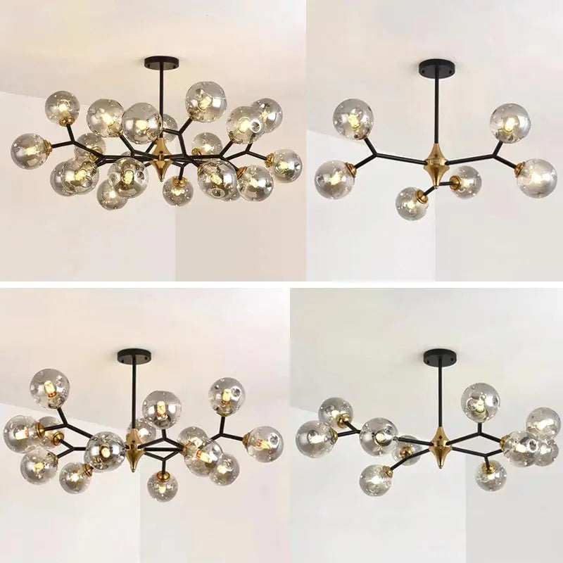 Nordic Glass Ball Modern LED Ceiling Chandelier Pendant Light for Living Room, Bedroom & Kitchen