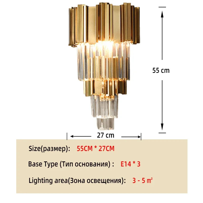 Luxury Modern Gold LED Chandelier K9 Crystal Tricolor Pendant Light for Interior Ceiling Dining & Living Room Bedroom