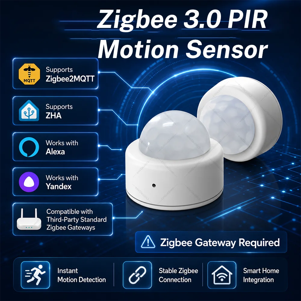 Zigbee 3.0 PIR Motion Sensor - Smart Home Sensor Works with Home Assistant, Alexa, Yandex, ZHA, Zigbee2MQTT and SmartLife