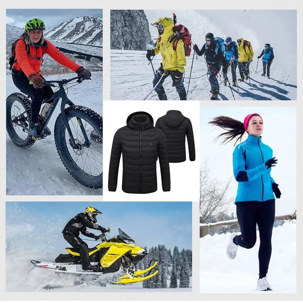 USB Self Heating Jacket for Men and Women Warm Vest Heated Coat Ski Camping Hiking Winter Cotton Clothing