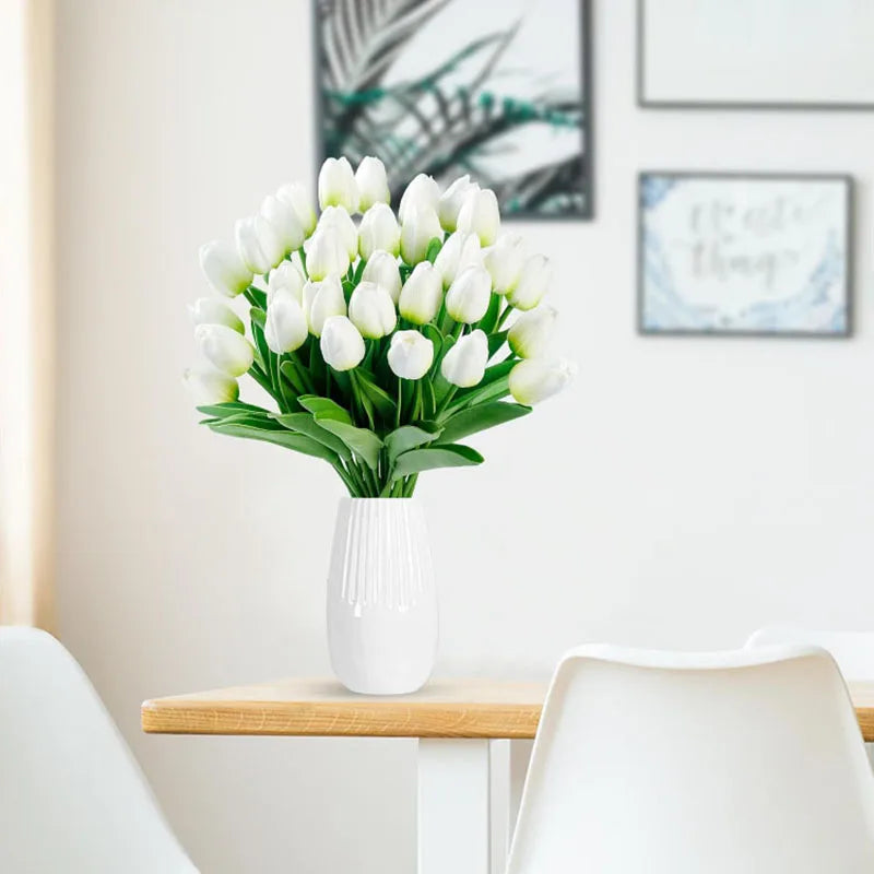 Real Touch Artificial Tulip Flowers Bouquet Fake Tulips for Home Wedding Decorations