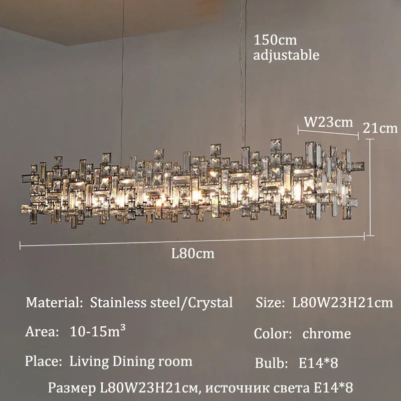 Luxury Chrome LED Crystal Chandelier for Home Villa Living & Dining Room Ceiling Pendant Lighting Fixture