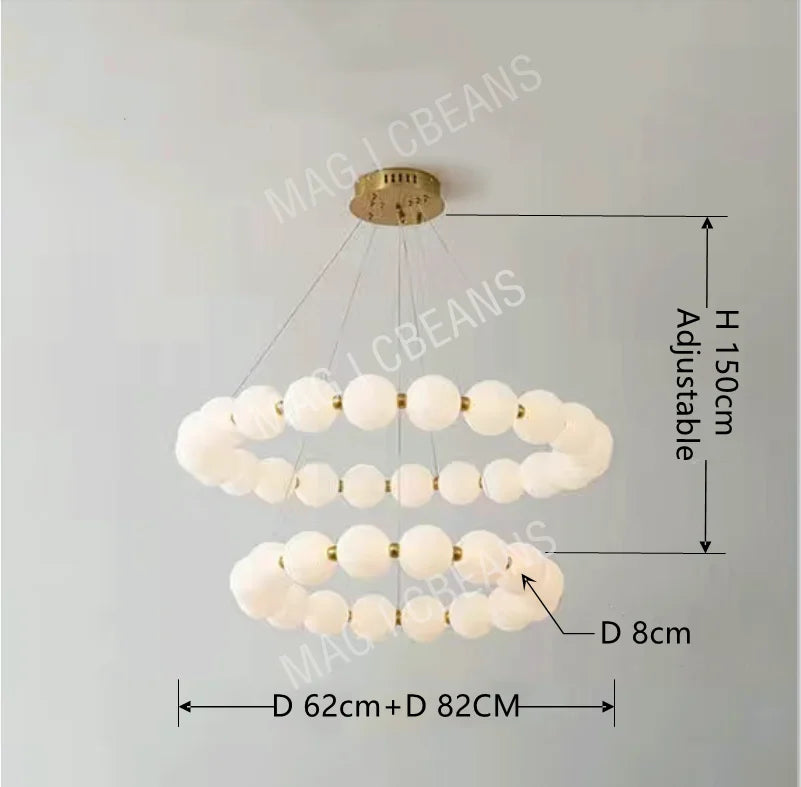 Nordic Magic Bean Round Chandelier - Modern Minimalist Lamp for Living Room, Bedroom & Restaurant