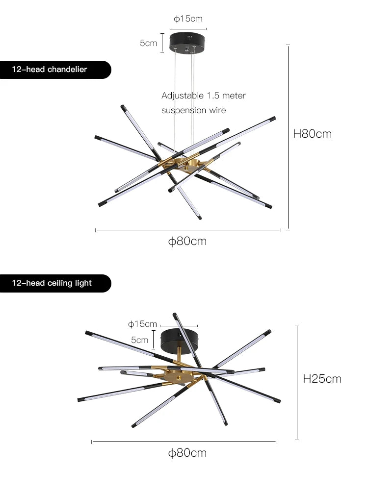 Nordic Geometric LED Pendant Chandelier with Remote Control for Restaurant, Living Room & Dining Table
