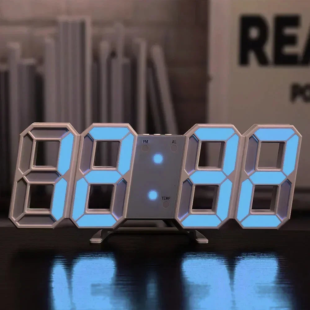 3D LED Digital Clock Wall Decoration Glow Night Mode Adjustable Electronic Watch for Bedroom Room Decor