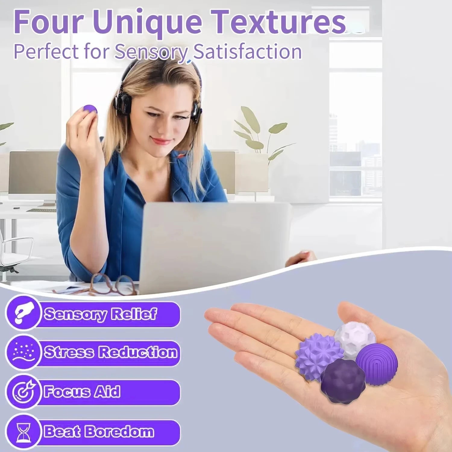 Magnetic Silicone Sensory Worry Balls Autism Calming Fidget Toy for Kids & Adults Anxiety Stress Relief