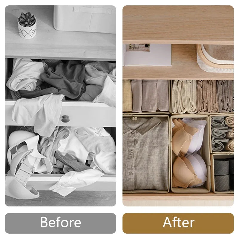 Underwear Organizer for Cabinets and Drawers - Foldable Wardrobe Storage Box for Bras, Socks and Pants