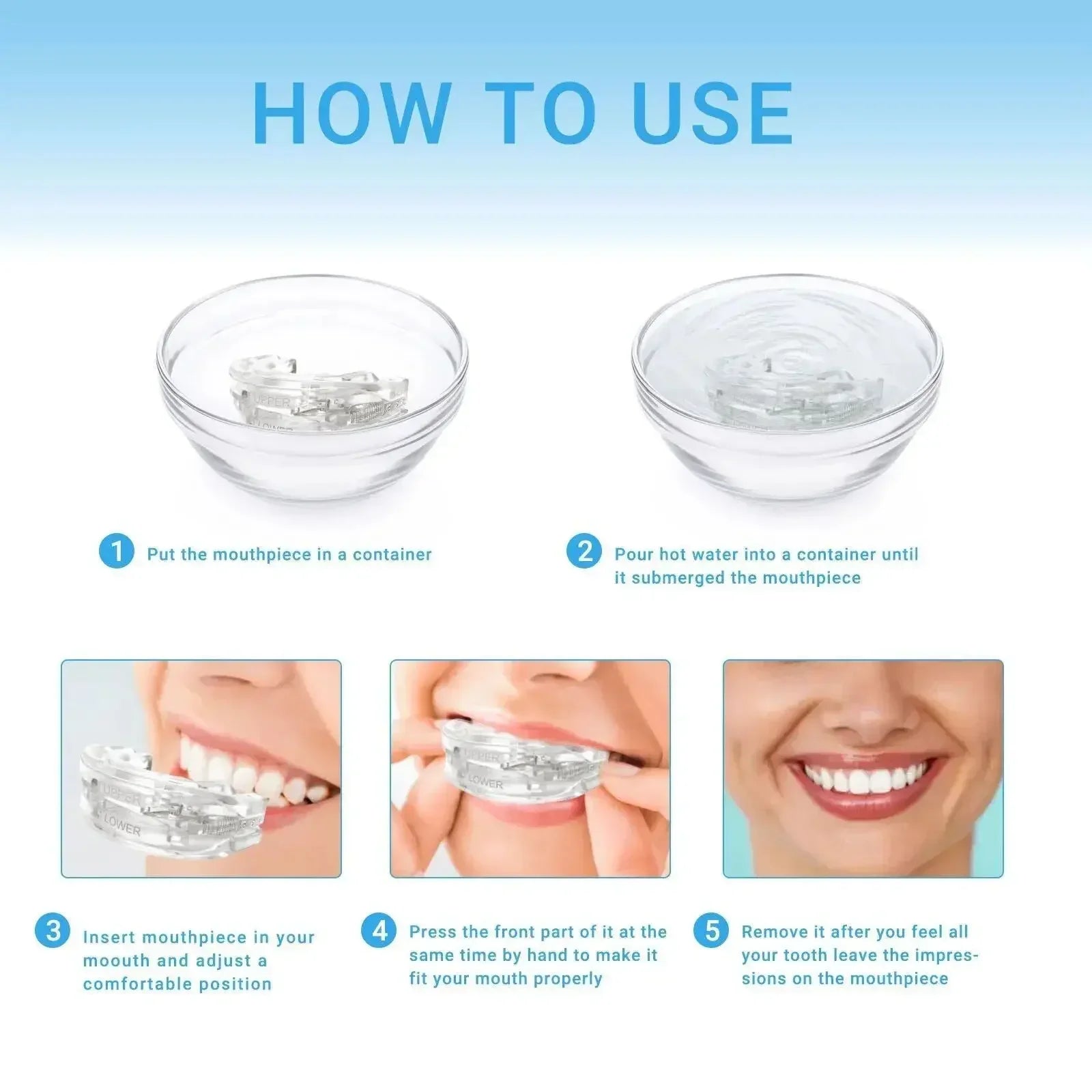 Adjustable Anti-Snoring Mouth Guard Mouthpiece for Bruxism Snoring Stopper Sleep Device Comfortable Fit