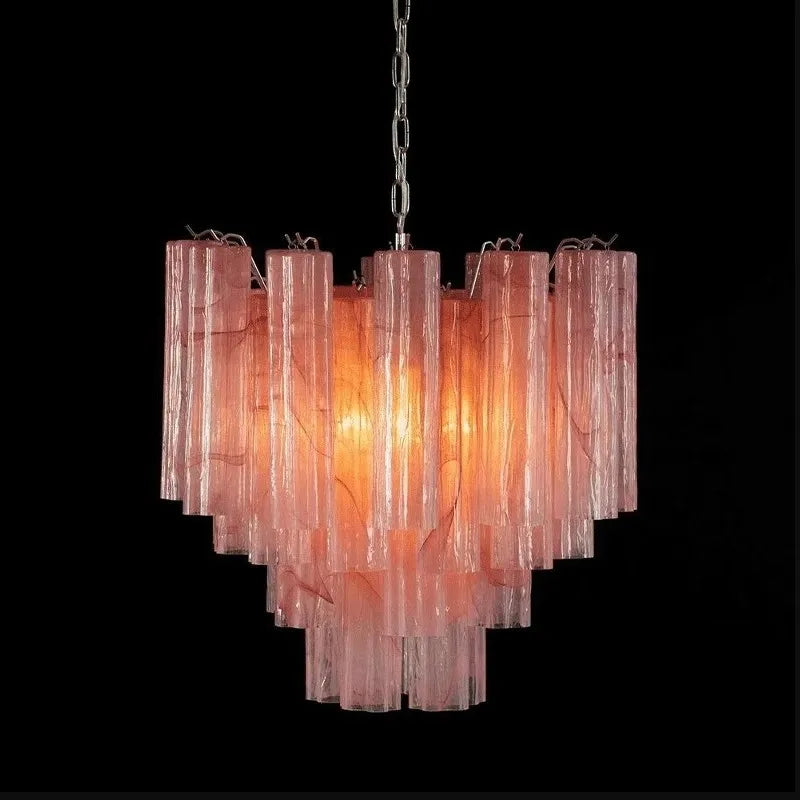 Art Deco Stained Glass Tube Chandelier for Dining Room Kitchen Island Lighting Home Decor Luxury Ceiling Pendant Lamp