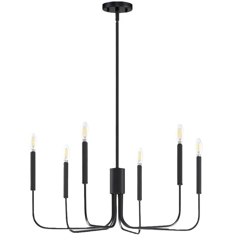 Retro Loft Candle Chandelier - Simple Iron Pendant Suspension Lamp for Living Room and Dining Room