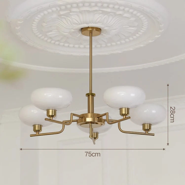 Bauhaus Modern French Designer Chandelier for Bedroom Study Living Room, Northern European Retro Lamp