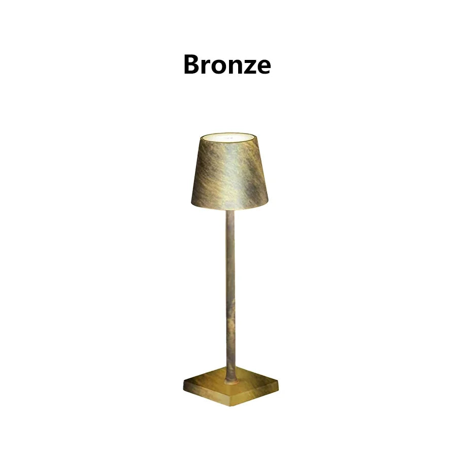 LED Desk Lamp USB Rechargeable Wireless Touch 3-Color Desktop Night Light for Bar Restaurant Creative Ambient Decor