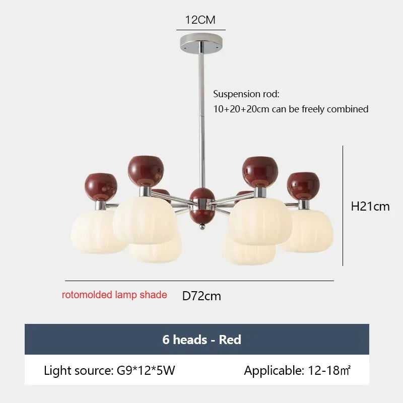 SANDYHA Elegant Modern Pumpkin Chandelier LED Lamp - Stylish Lighting Fixture for Living Room, Bedroom and Home Decor