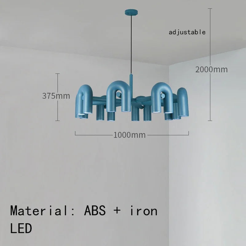 Modern Luxury U-Shaped Metal LED Pendant Light in Black & Orange for Living & Dining Room