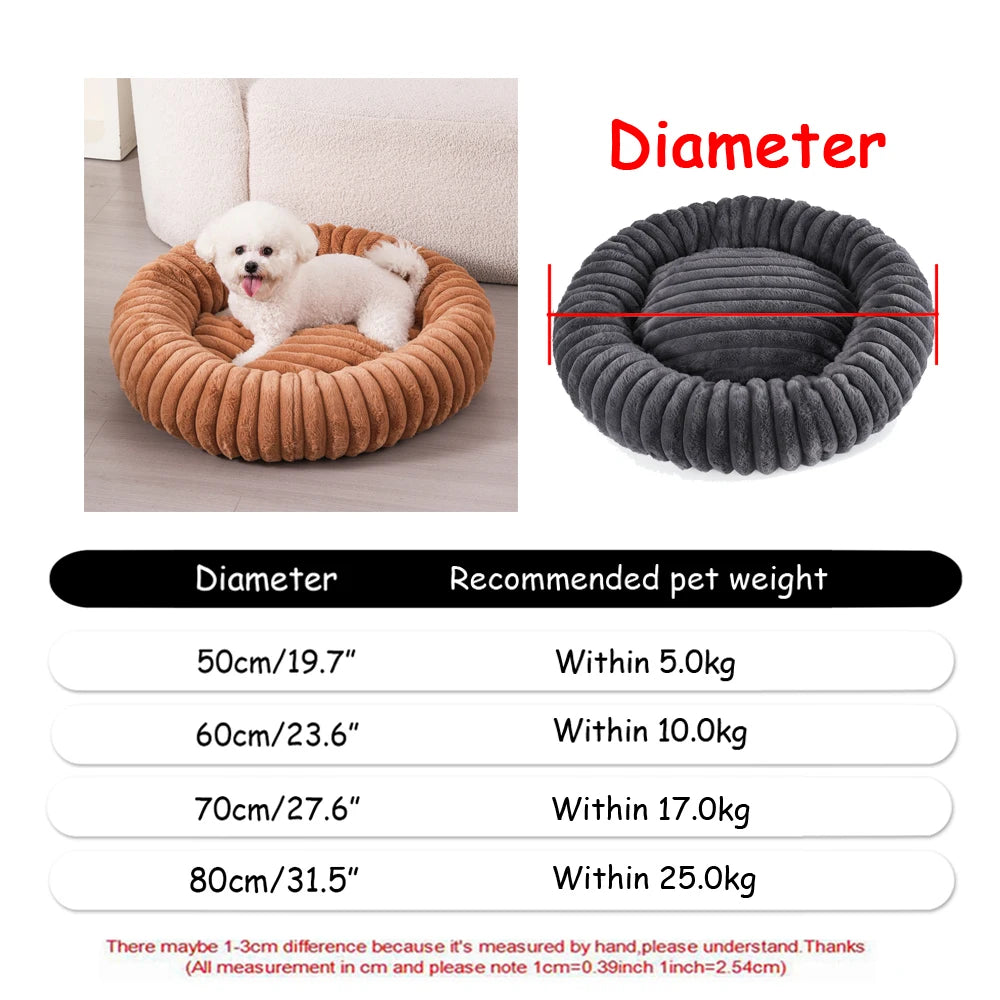 Round Pet Bed for Large Dogs Super Soft Cat Bed Plush Dog House for Medium Dogs Winter Warm Sleeping