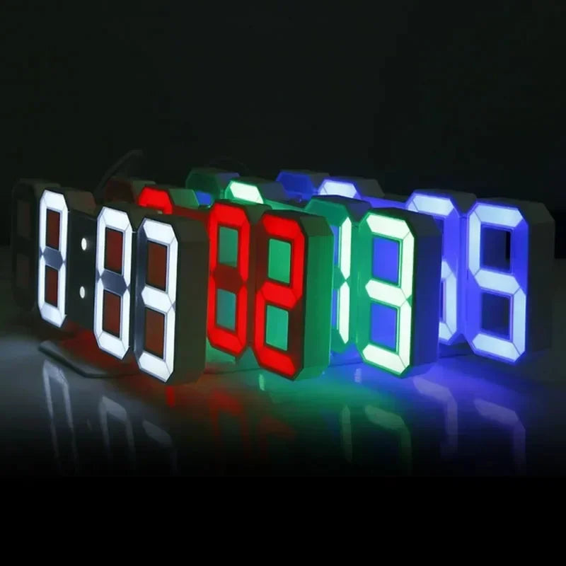 3D LED Digital Clock Wall Decoration Glow Night Mode Adjustable Electronic Watch for Bedroom Room Decor