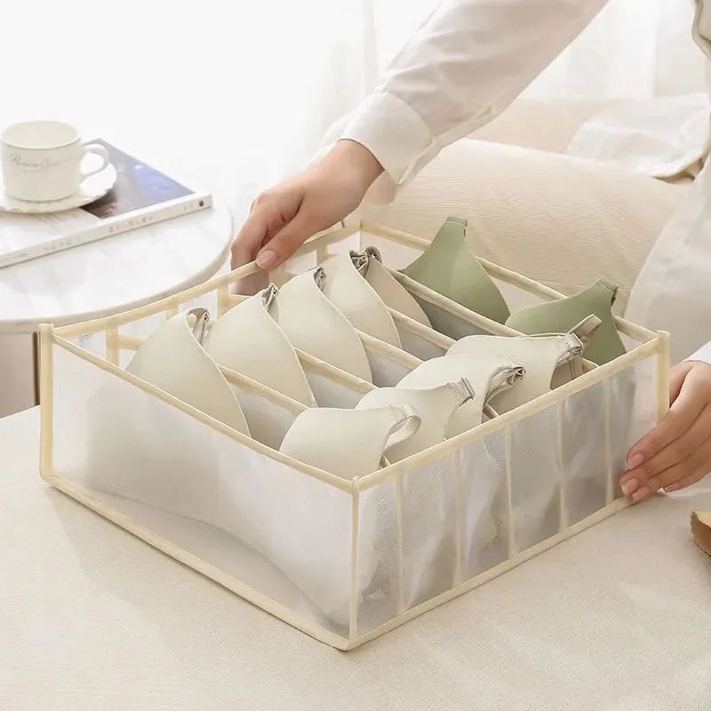 Foldable Underwear and Socks Organizer with Dividers Clothes Storage Box Breathable Mesh Bag for Wardrobe